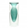 Стеклянная ваза двойное дно голубая, 20 см, подарок на 8 Мар